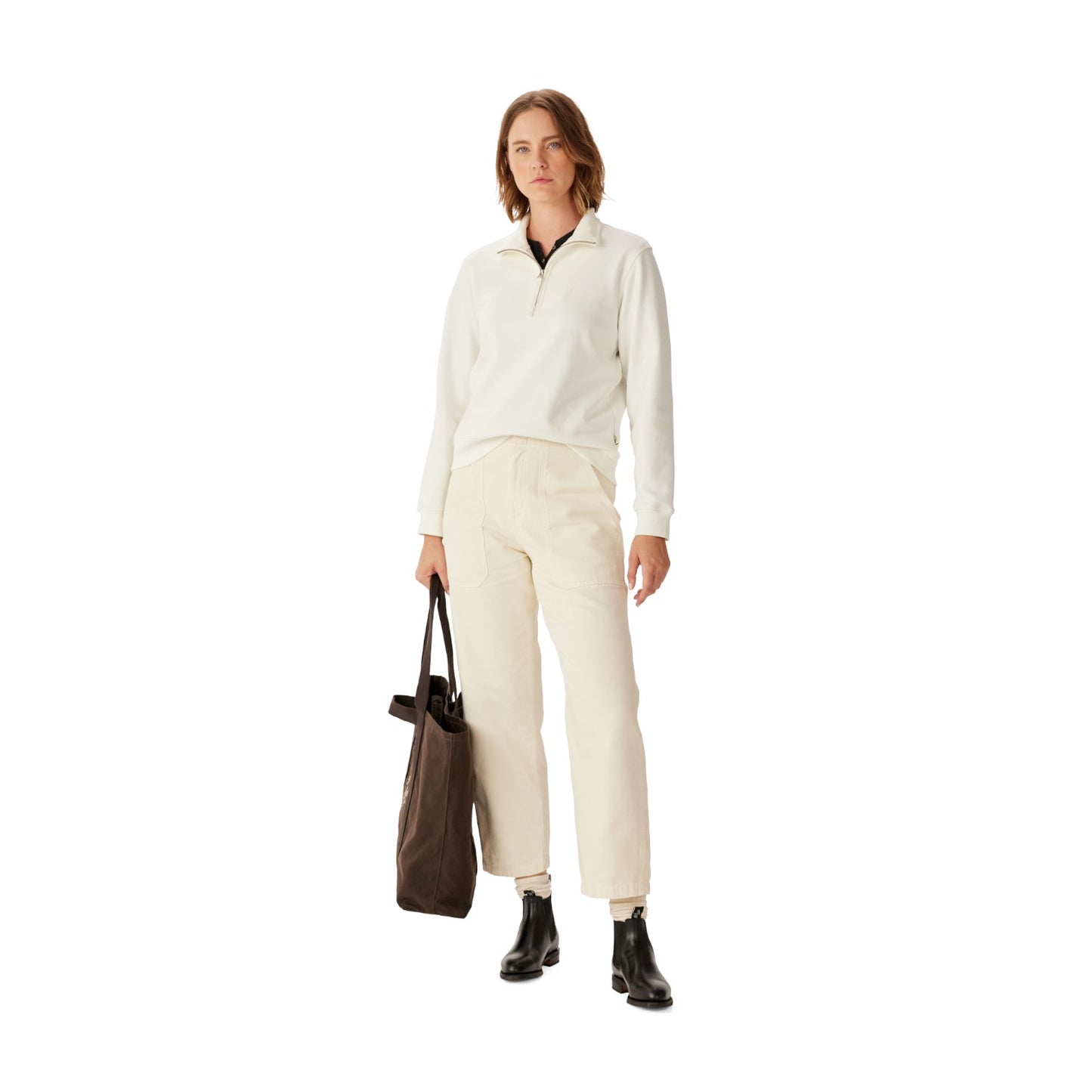R.M.Williams Trickett 1/4 Zip Sweatshirt Off White