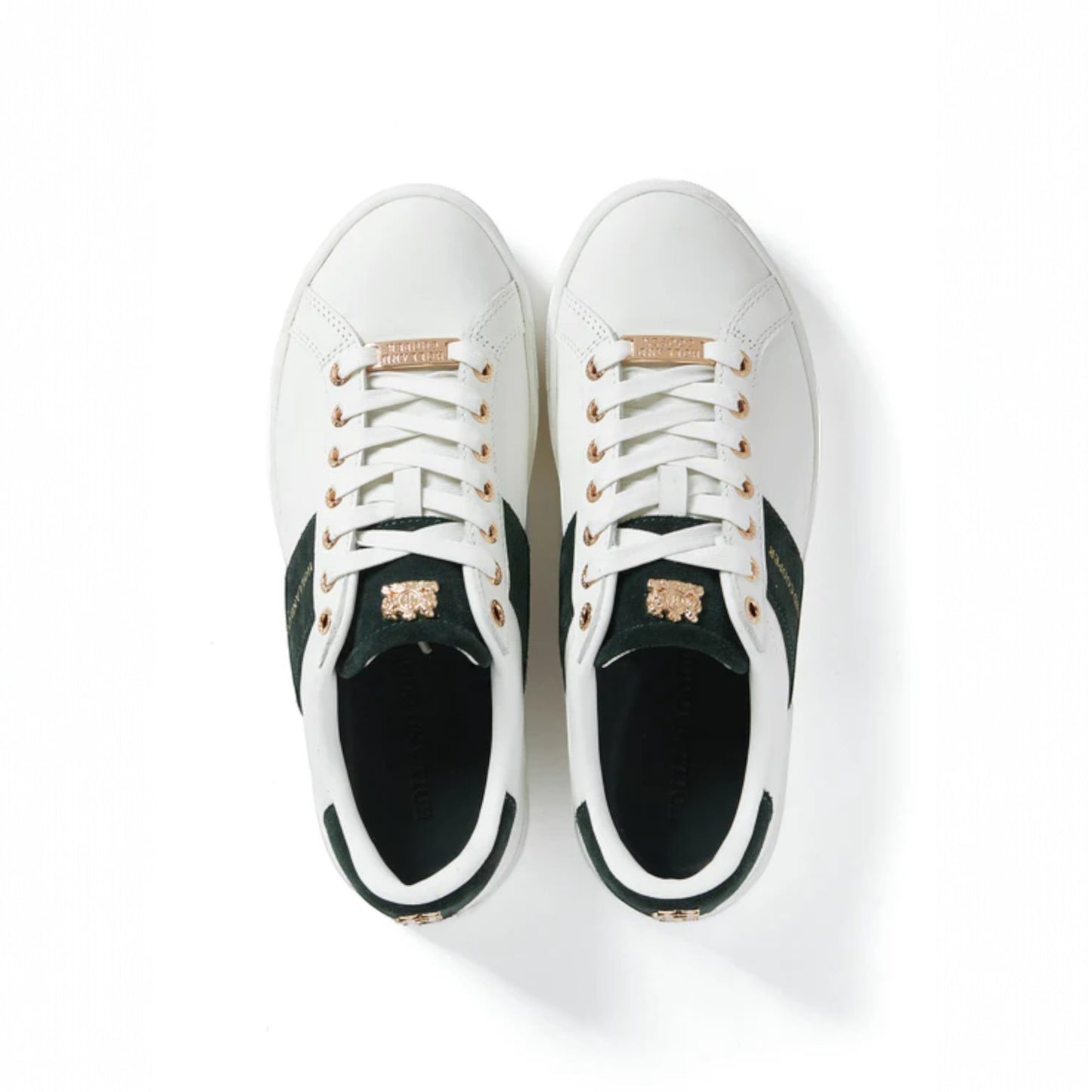 Holland Cooper Knightsbridge Court Trainers White Racing Green