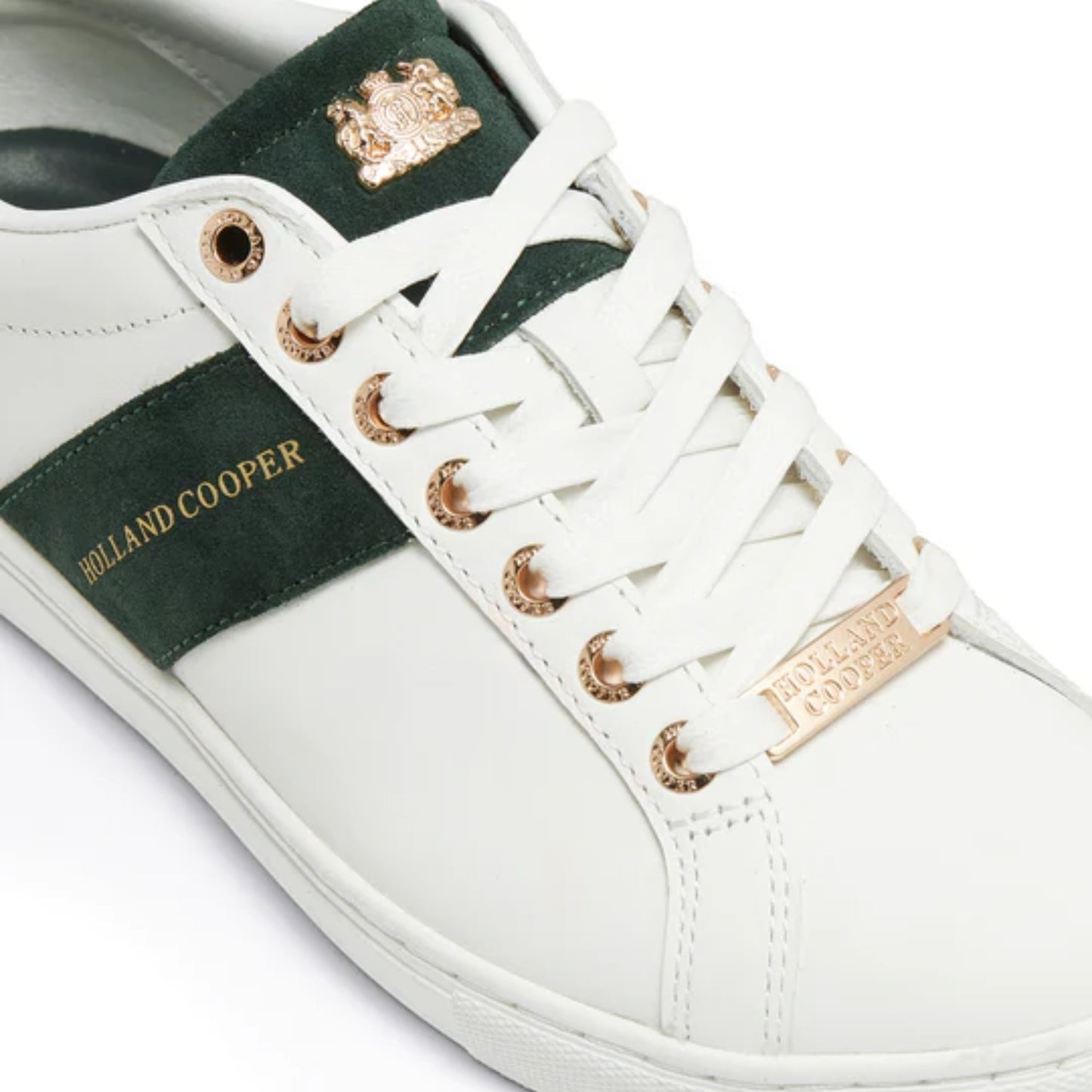 Holland Cooper Knightsbridge Court Trainers White Racing Green