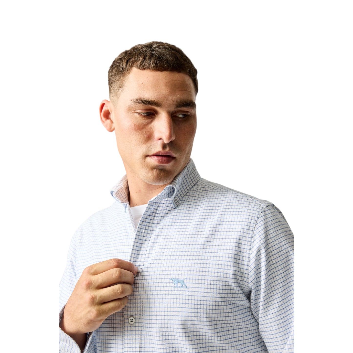 Rodd & Gunn Gunn Check Oxford 5 Dusk Blue