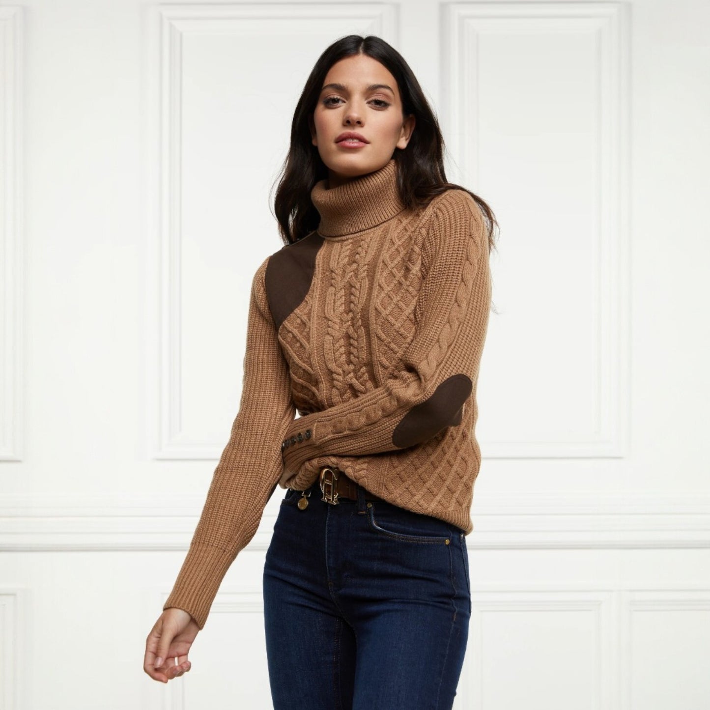 Holland Cooper Country Roll Neck Knit Caramel
