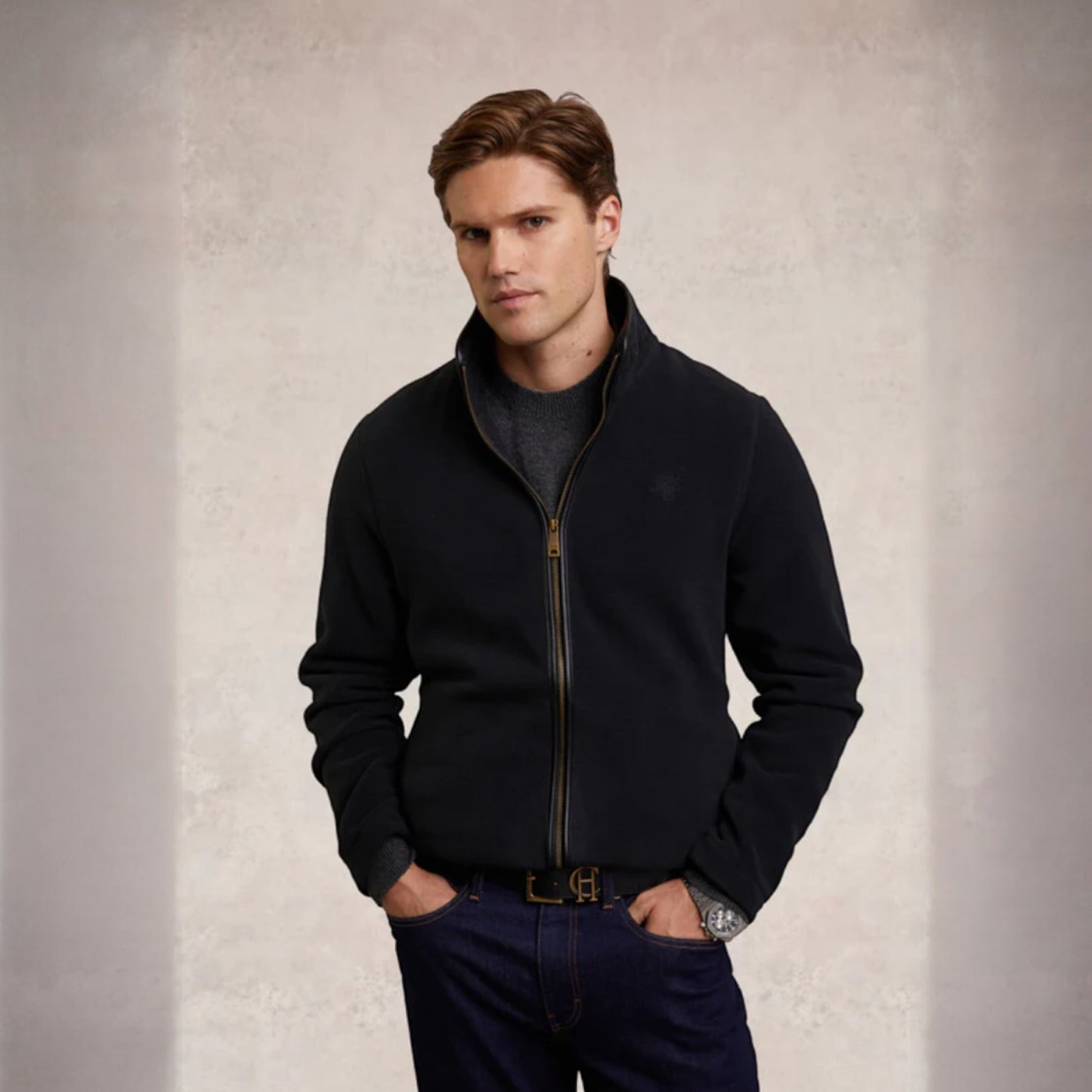 Holland Cooper Men's Country Fleece Jacket Black