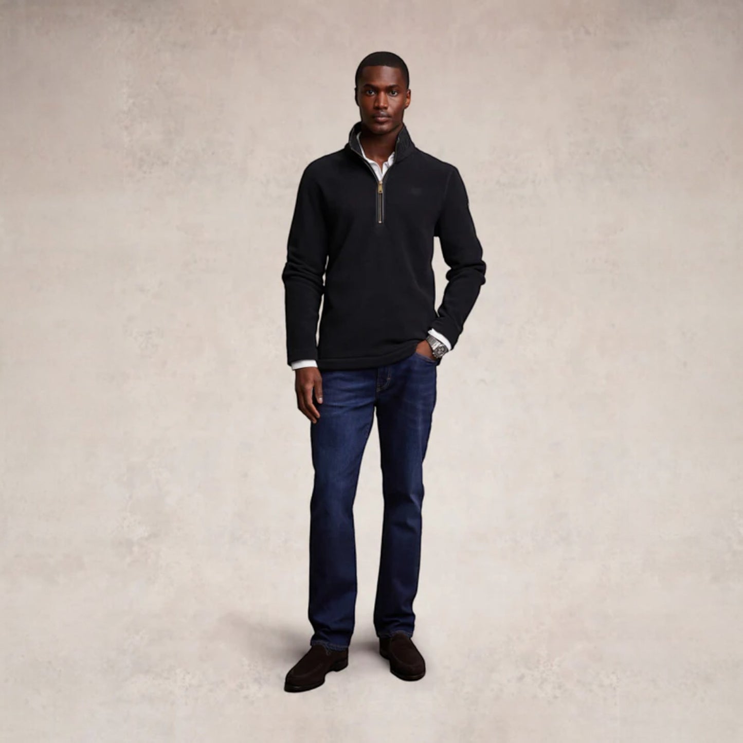 Holland Cooper Men's Country Fleece Quarter Zip Black