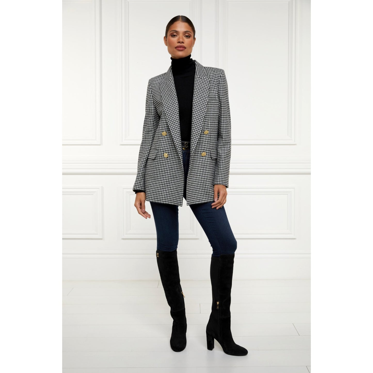 Holland Cooper Albany Heeled Boot Black Suede