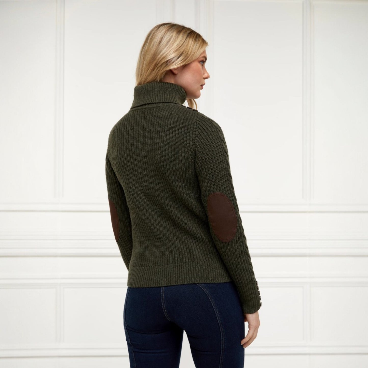 Holland Cooper Country Roll Neck Knit Forest Green