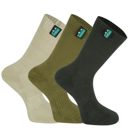 Ridgeline Cotton Work Socks Mid Length (Pack of 3) Olive