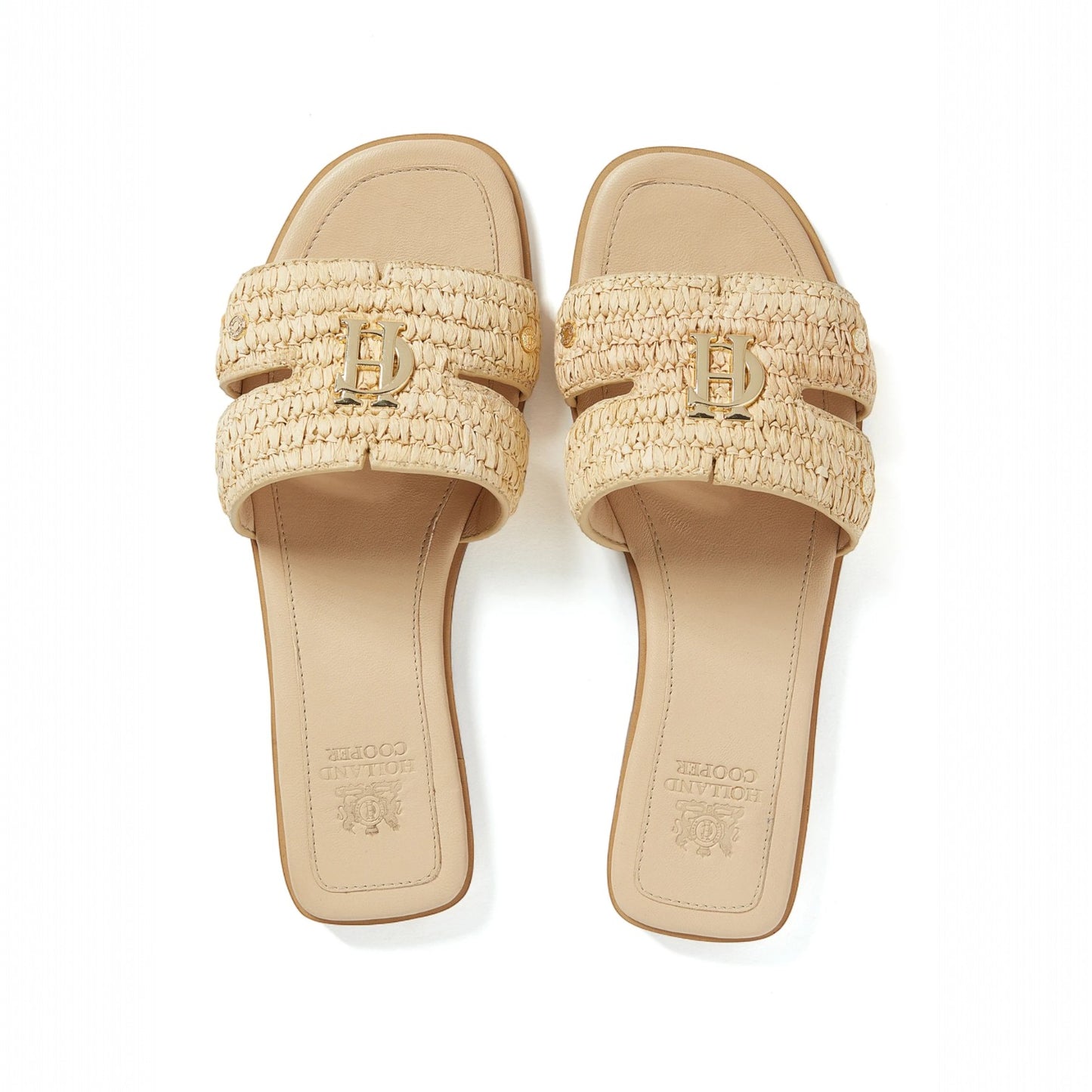 Holland Cooper Monogram Slides Natural Straw