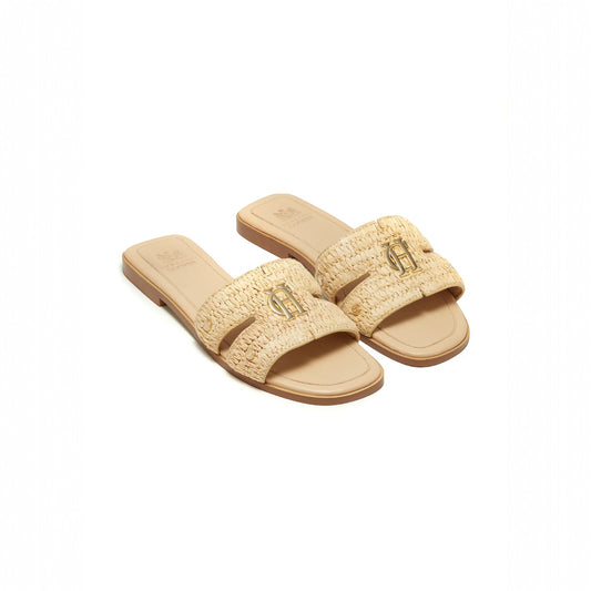 Holland Cooper Monogram Slides Natural Straw