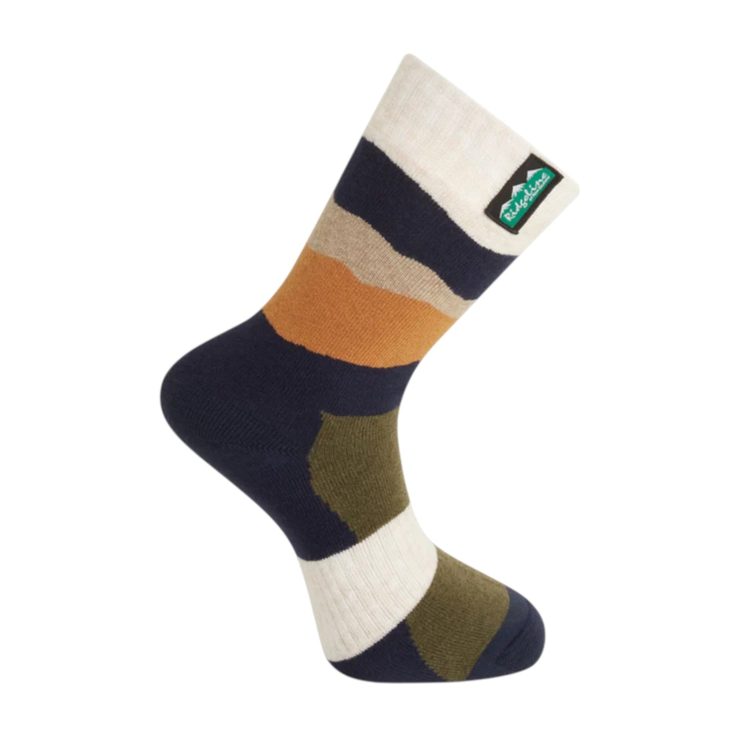 Ridgeline Merino Wool Socks Mid Length Navy Stripes