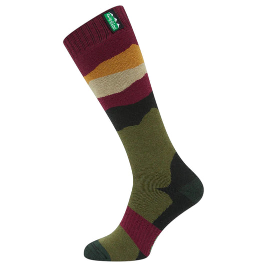 Ridgeline Merino Wool Socks Full Length Berry Stripes