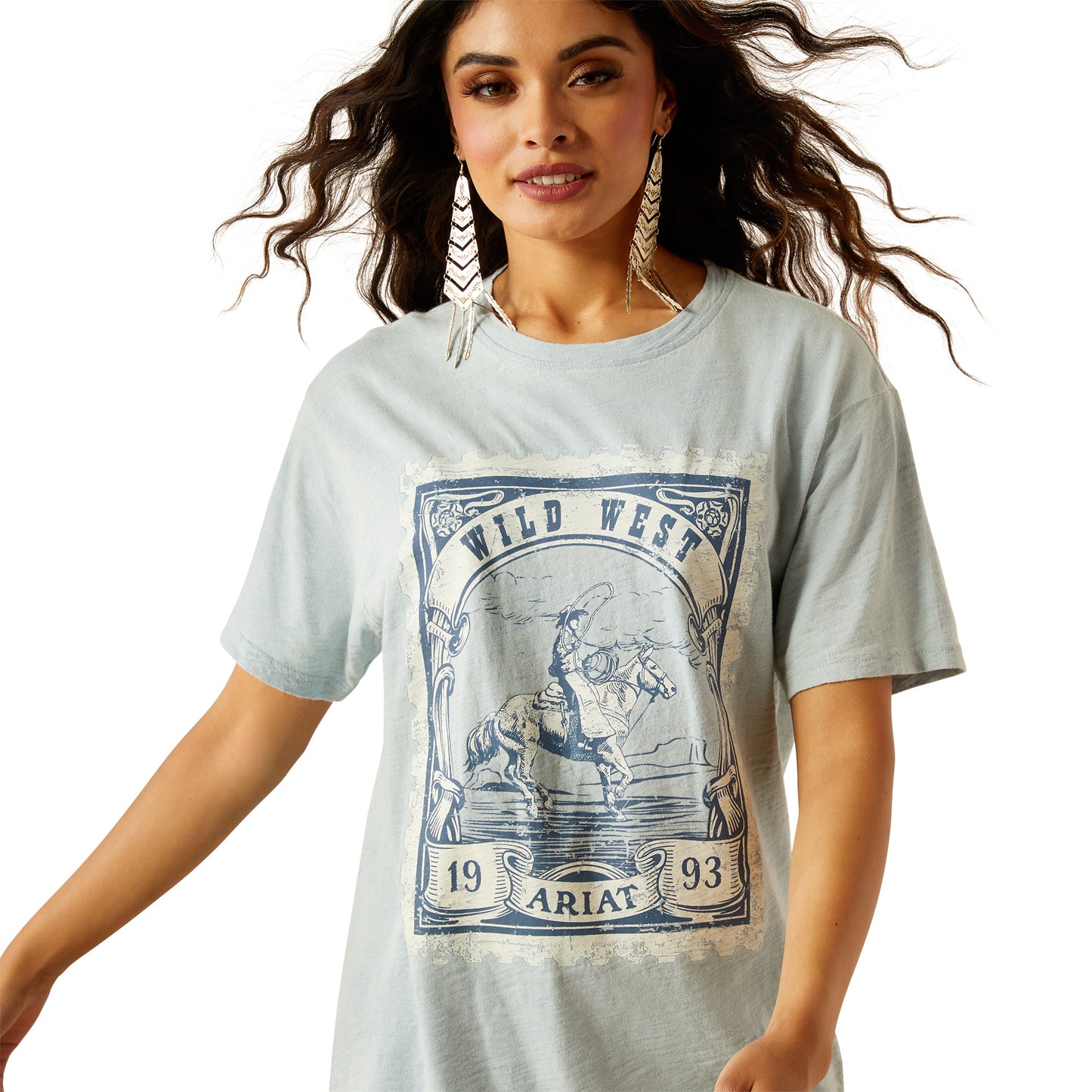 Ariat Wild West Stamp SS T-shirt Bleached Blue