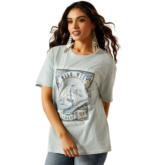 Ariat Wild West Stamp SS T-shirt Bleached Blue