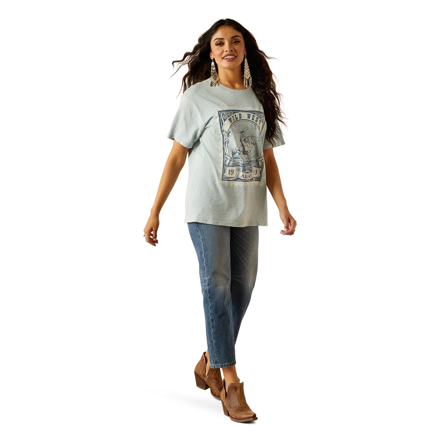 Ariat Wild West Stamp SS T-shirt Bleached Blue