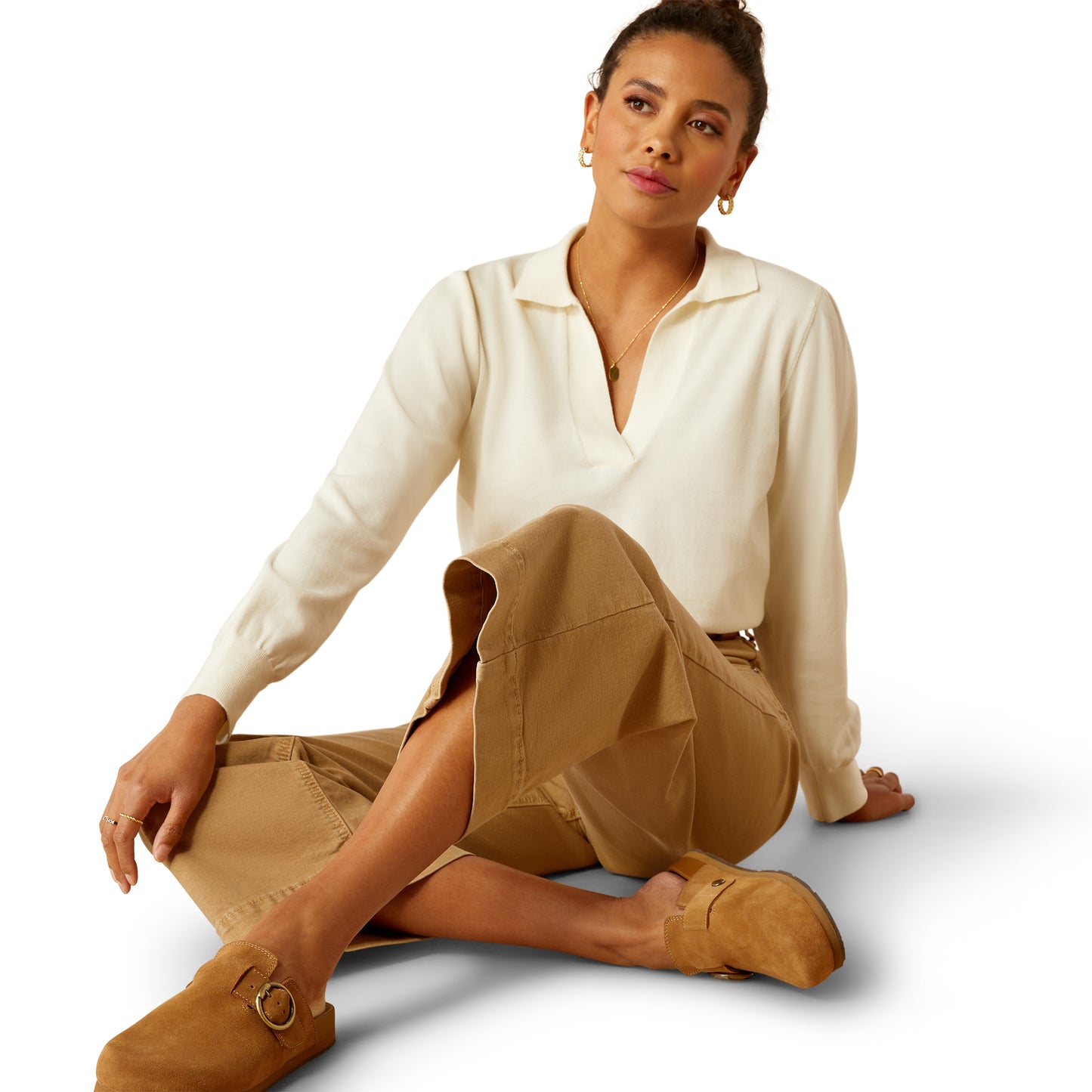 Ariat Ultra High Rise Countryside Wide Leg Cropped Jean French Khaki