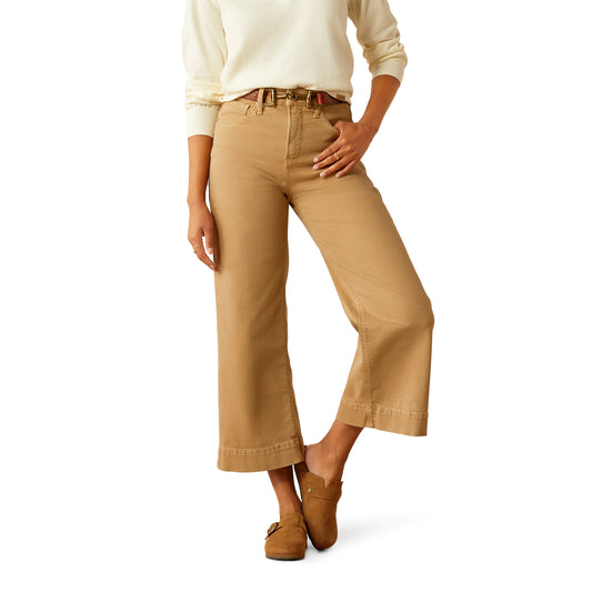 Ariat Ultra High Rise Countryside Wide Leg Cropped Jean French Khaki