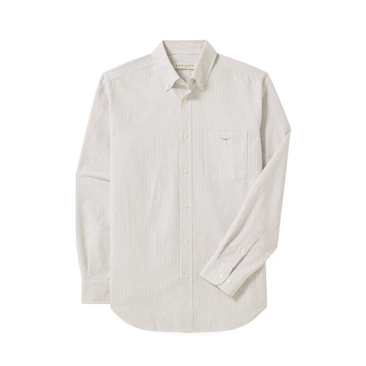 R.M. Williams Regular Oxford Stripe Shirt Brown/White