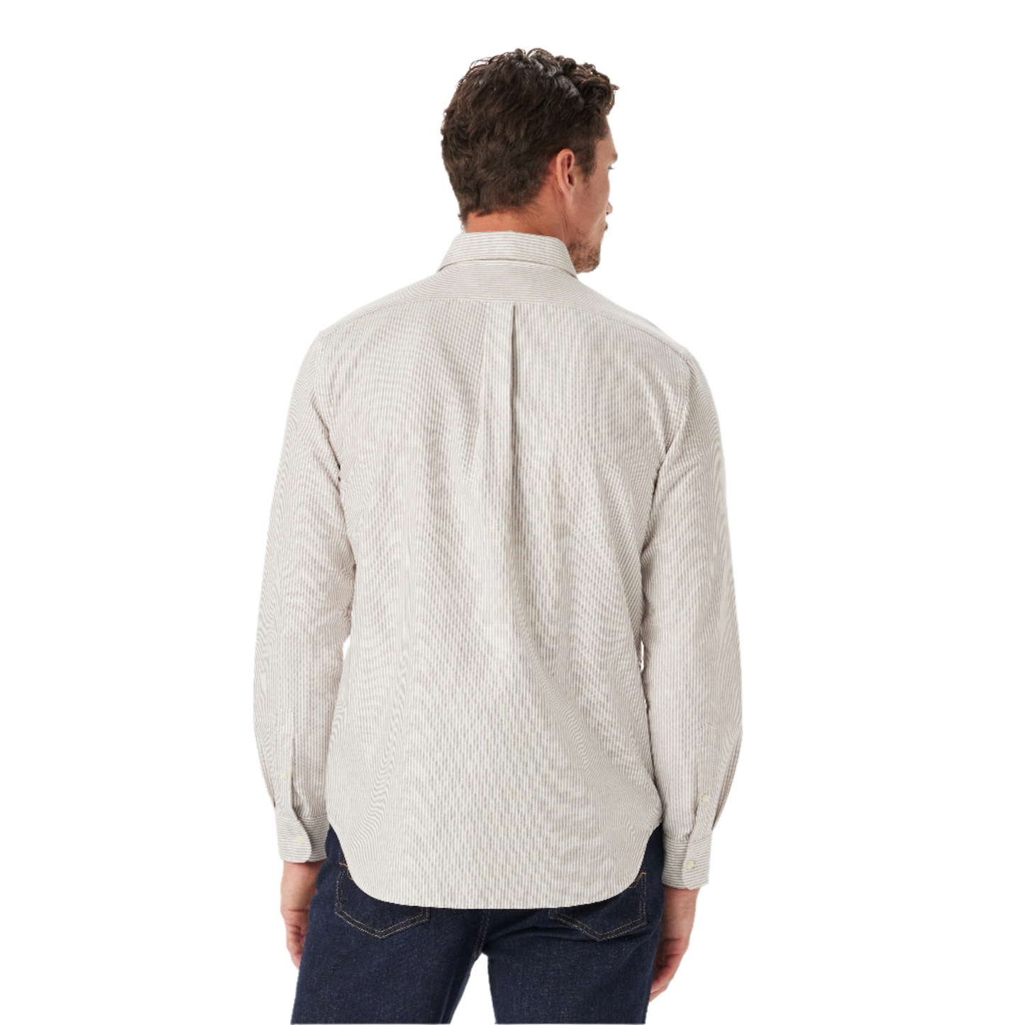 R.M. Williams Regular Oxford Stripe Shirt Brown/White