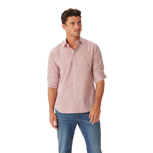 R.M.Williams Regular Poplin Stripe Shirt Red/White