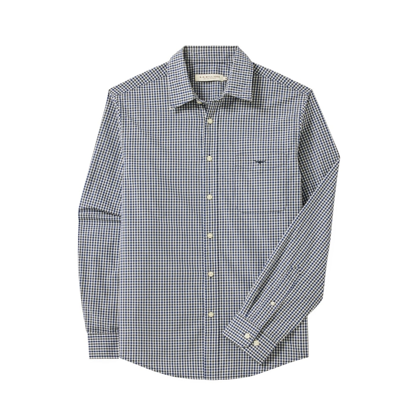 R.M.Williams Classic Poplin Check Shirt Navy Char