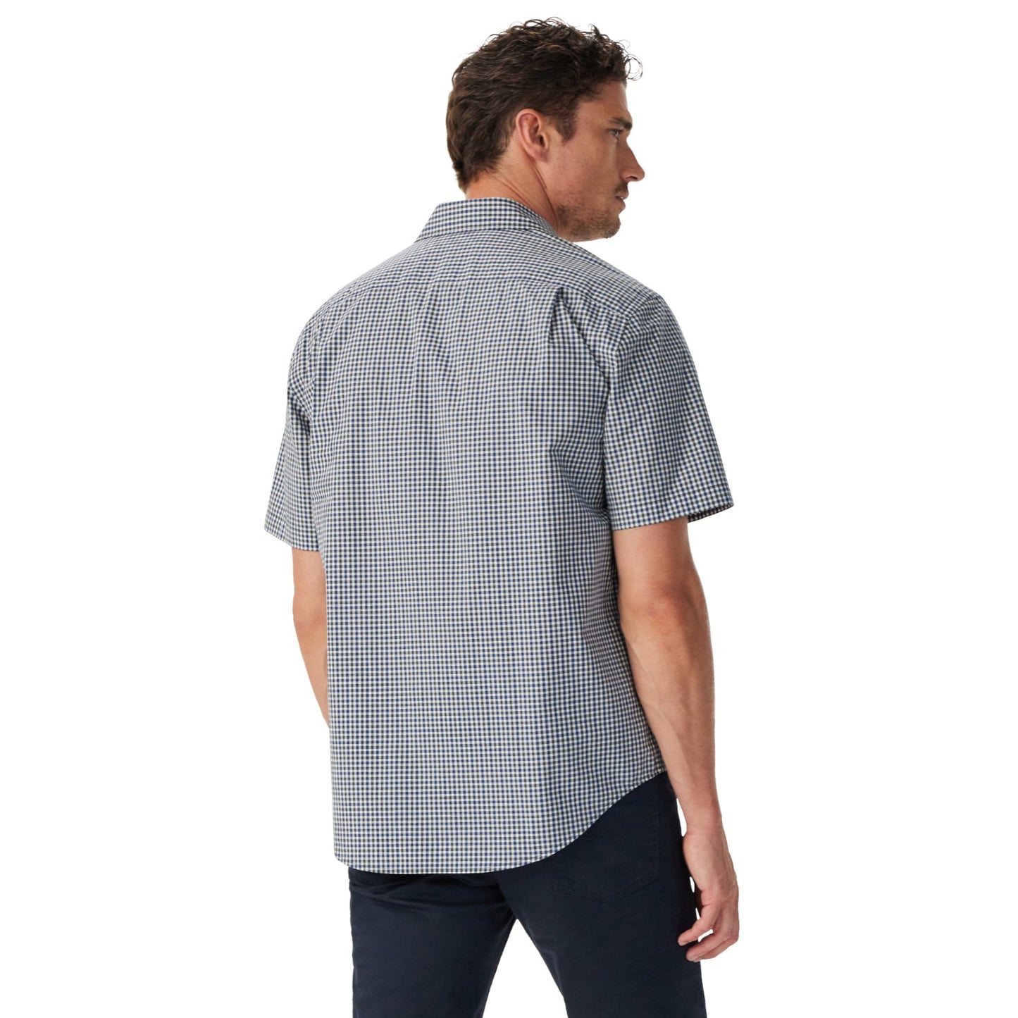 R.M. Williams Mogo Poplin Check SS Shirt Navy Char