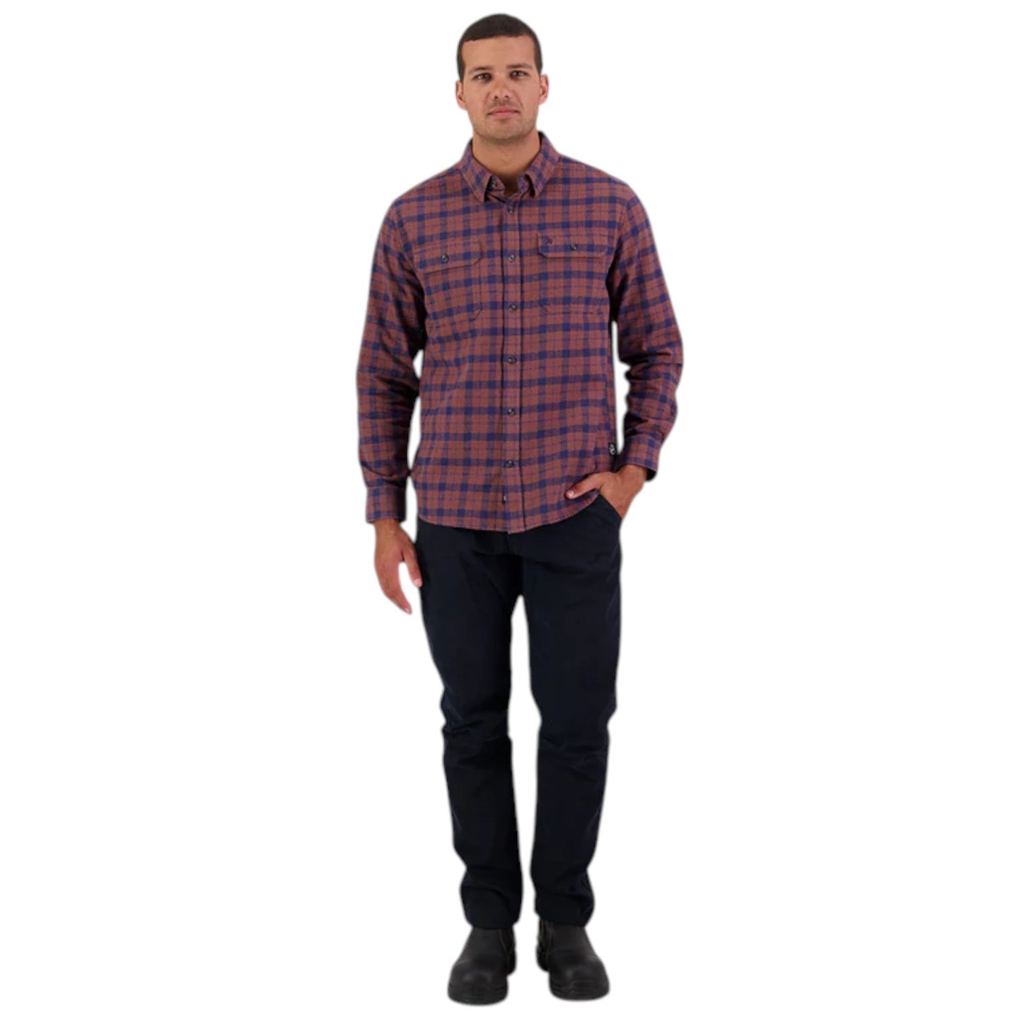Swanndri Port Road Shirt Navy/Rusty Grid