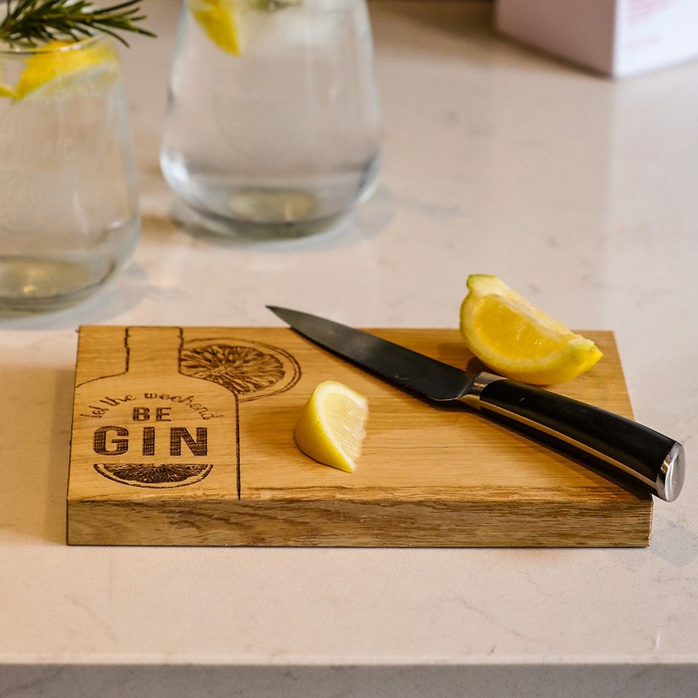 Selbrae House Oak Bar Board- Let The Weekend Be Gin
