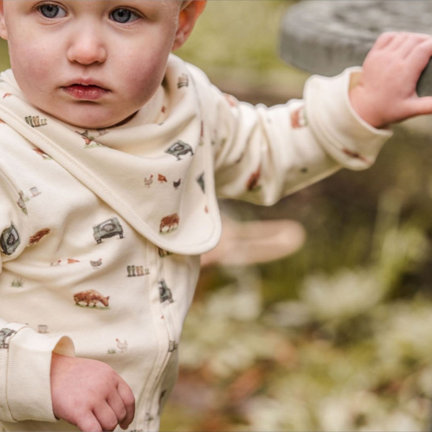 Sew Aneira 4 x 4 Cow Print Organic Cotton Bib
