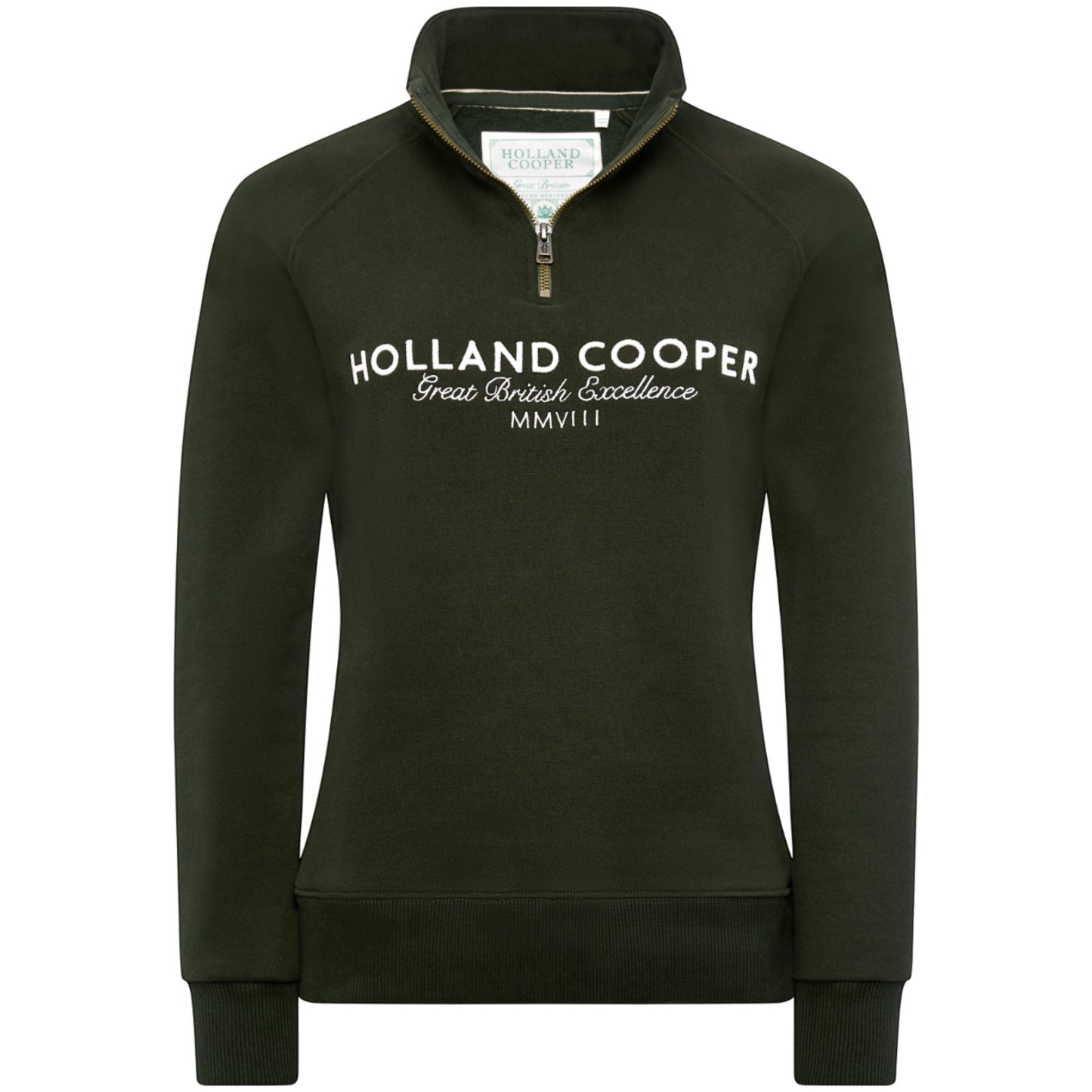 Holland Cooper Sporting Goods Zip Henley Racing Green
