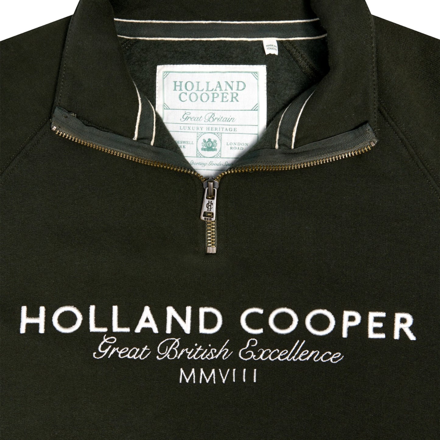 Holland Cooper Sporting Goods Zip Henley Racing Green
