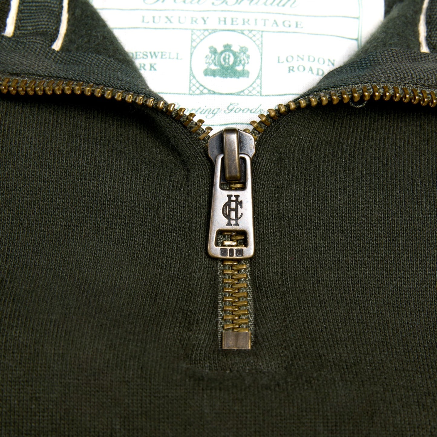Holland Cooper Sporting Goods Zip Henley Racing Green