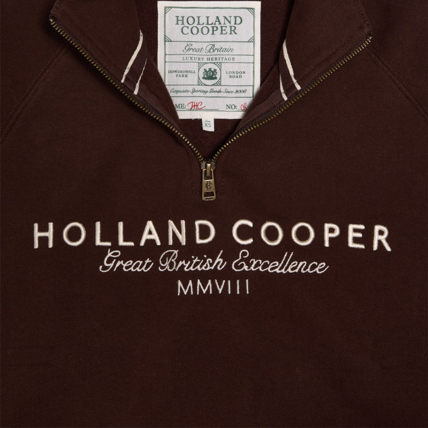Holland Cooper Sporting Goods Zip Henley Walnut