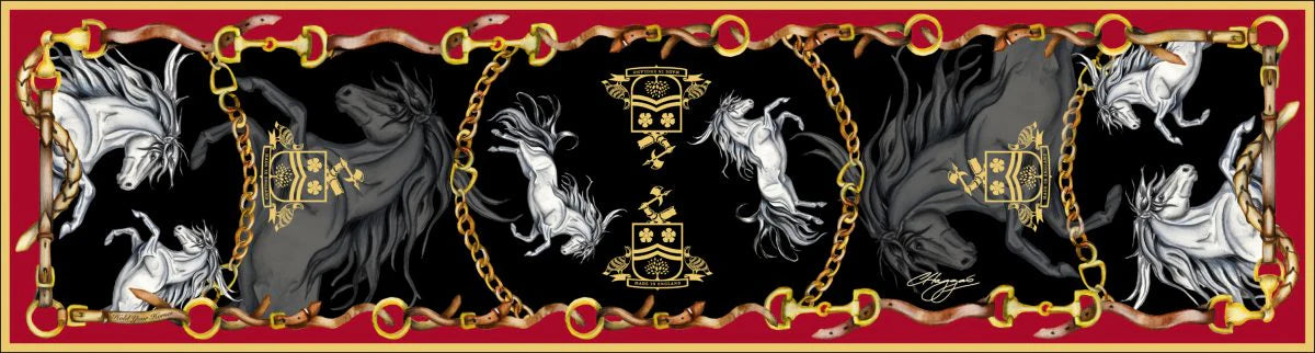 Clare Haggas Equestrian Classic Silk Scarf Liquorish & Gold