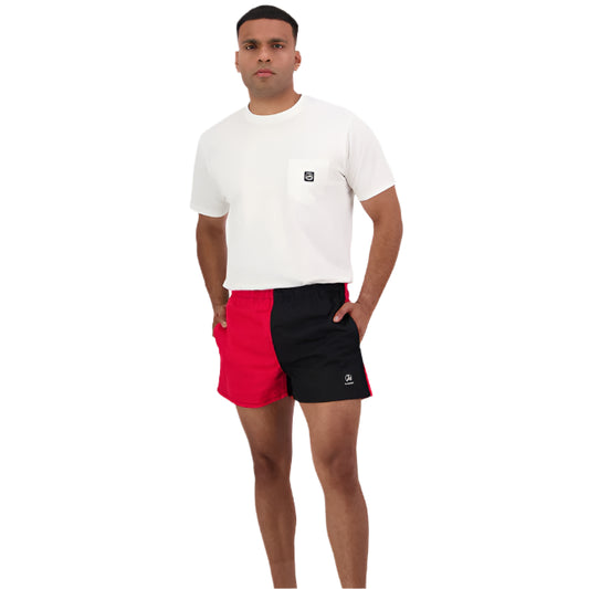 Swanndri Chequered Rugby Shorts in Red/Black