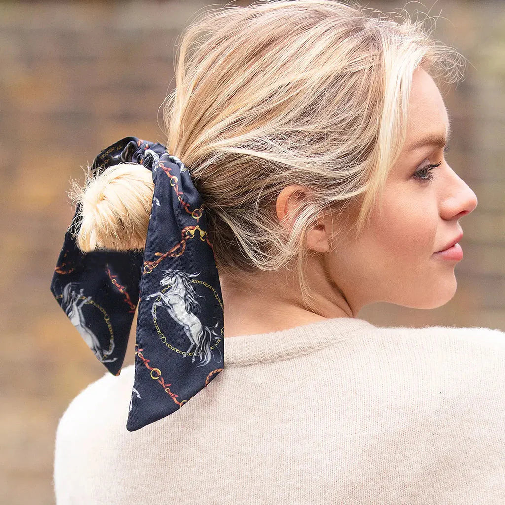 Clare Haggas Rearing to Go Liquorish Medium Tail Silk Scrunchie