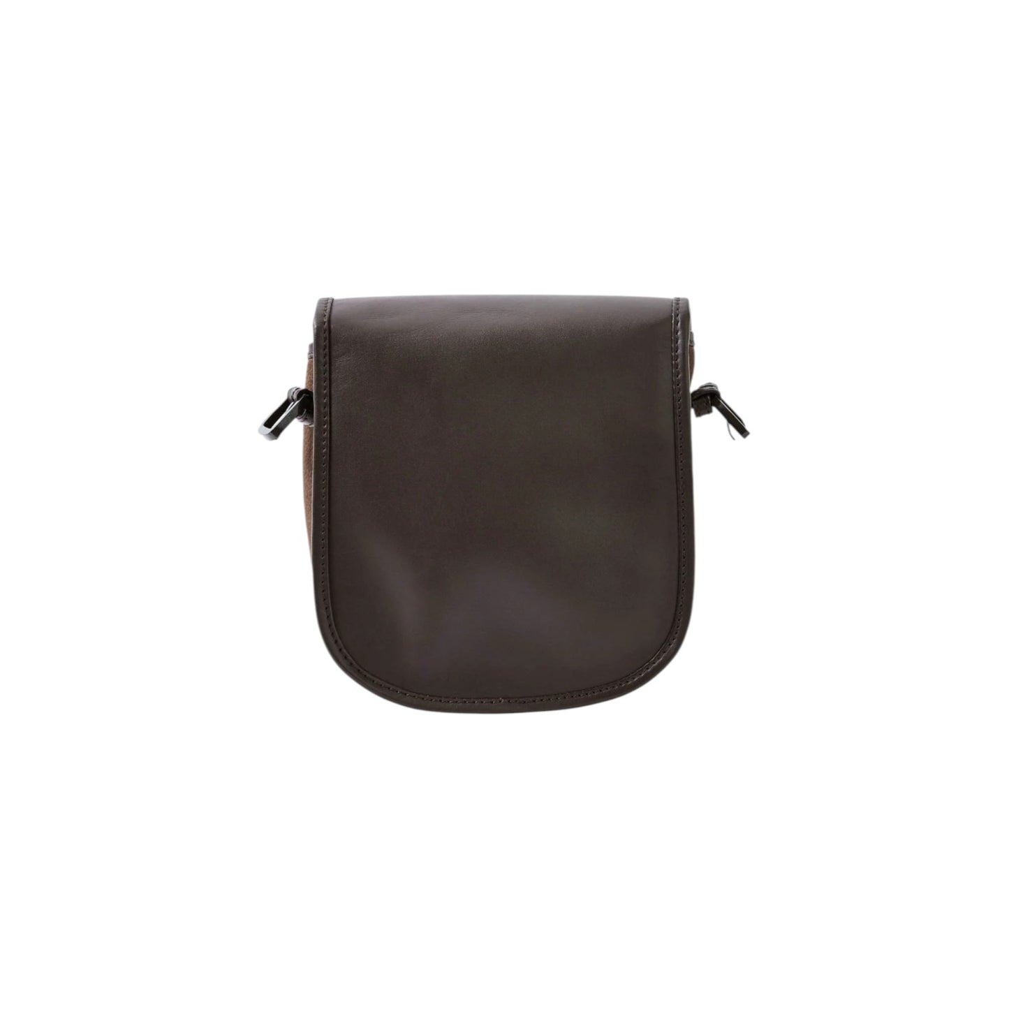 Compact leather saddle bag with internal zip pocket and adjustable leather strap.