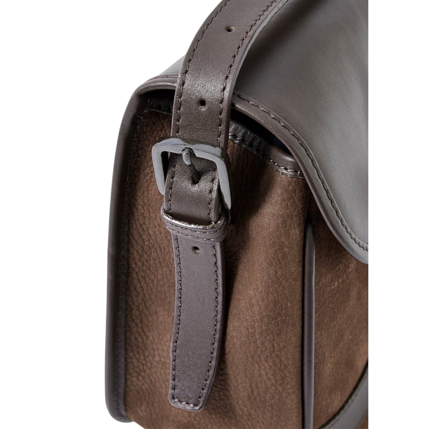 Compact leather saddle bag with internal zip pocket and adjustable leather strap.