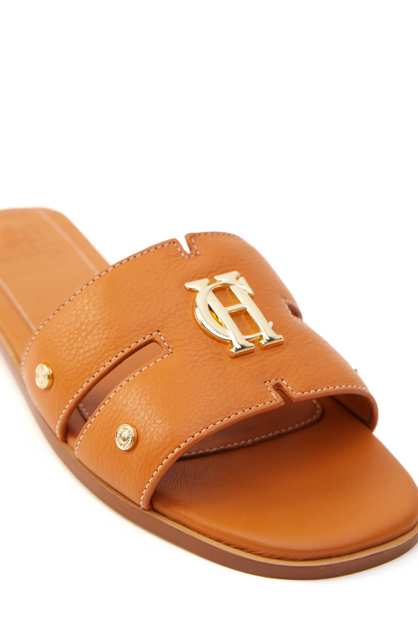 Holland Cooper Monogram Slides Tan Leather