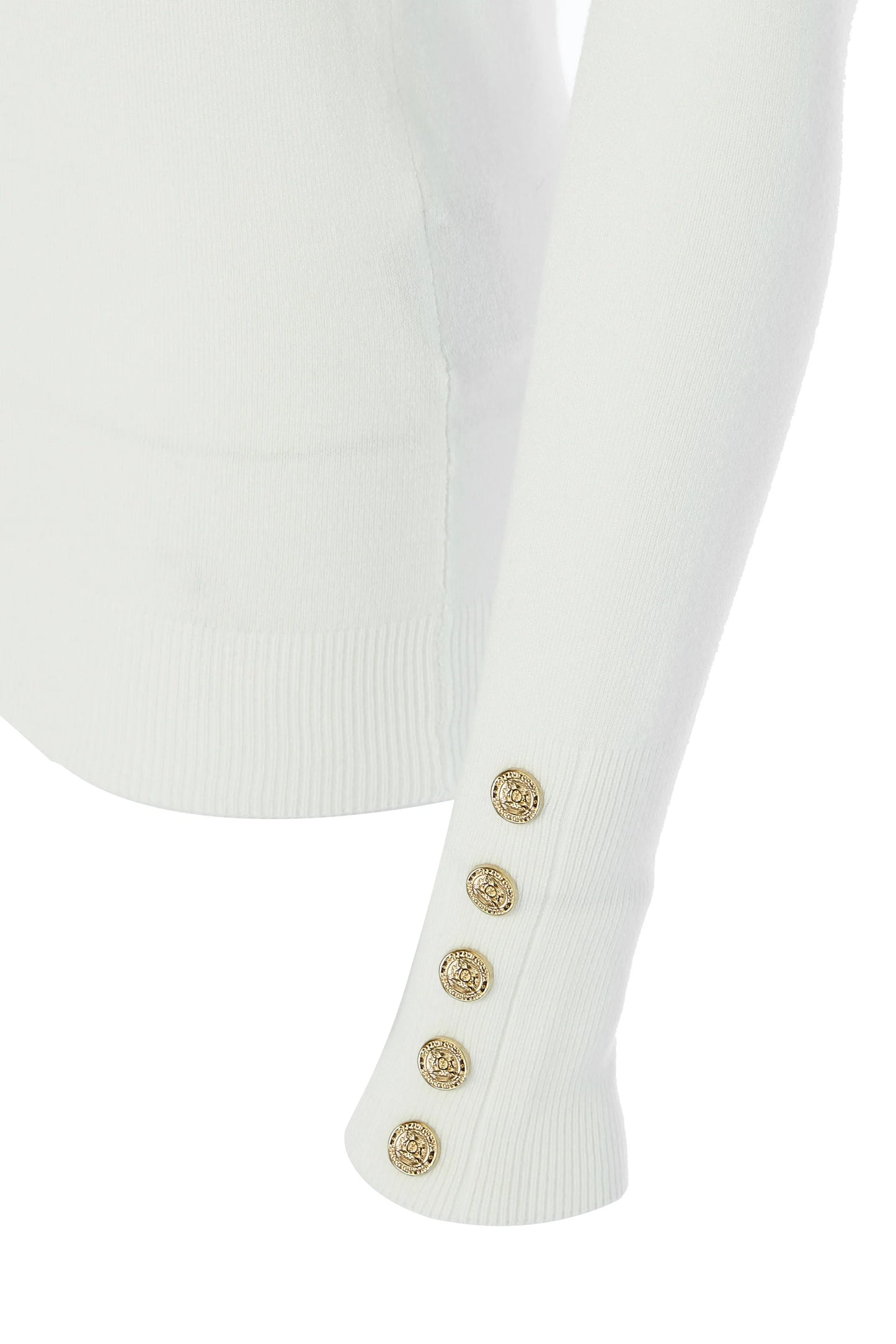 Holland Cooper Buttoned Knit Crew Neck Cream