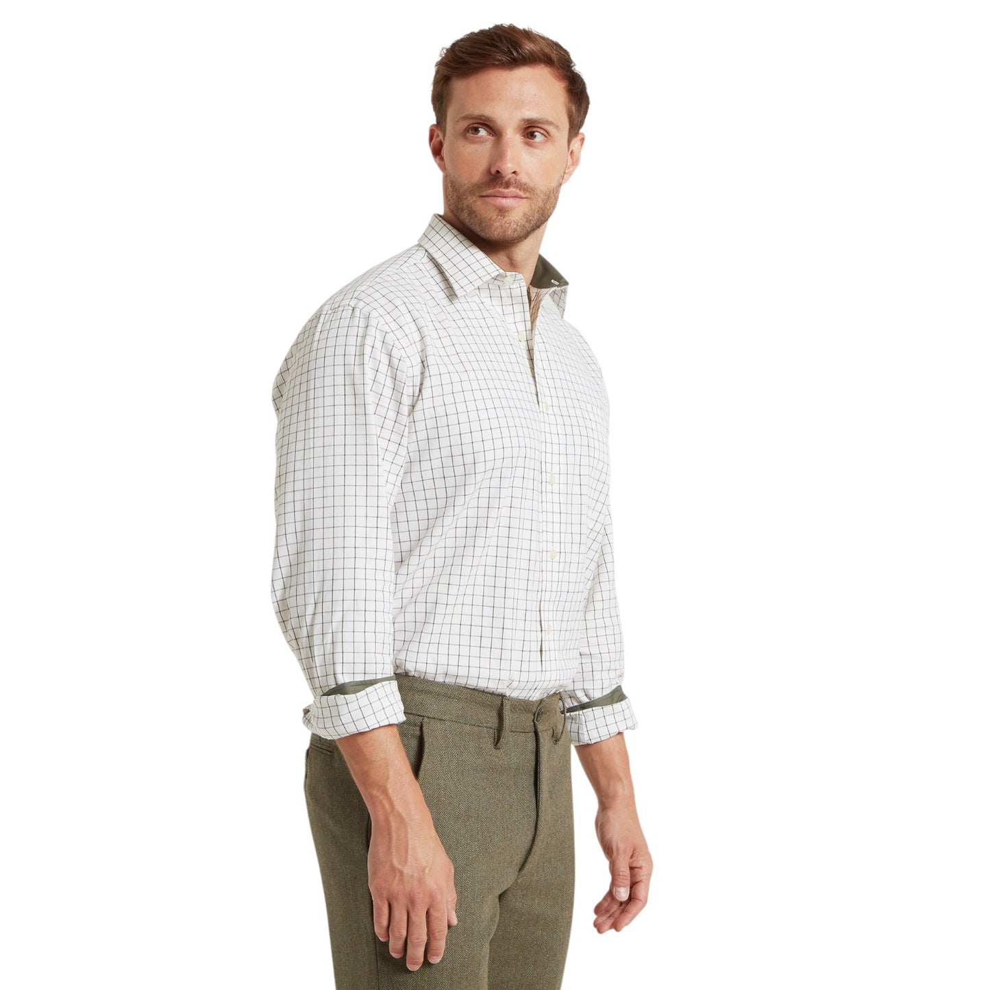 Schoffel Burnham Tattersall Classic Shirt Dark Olive