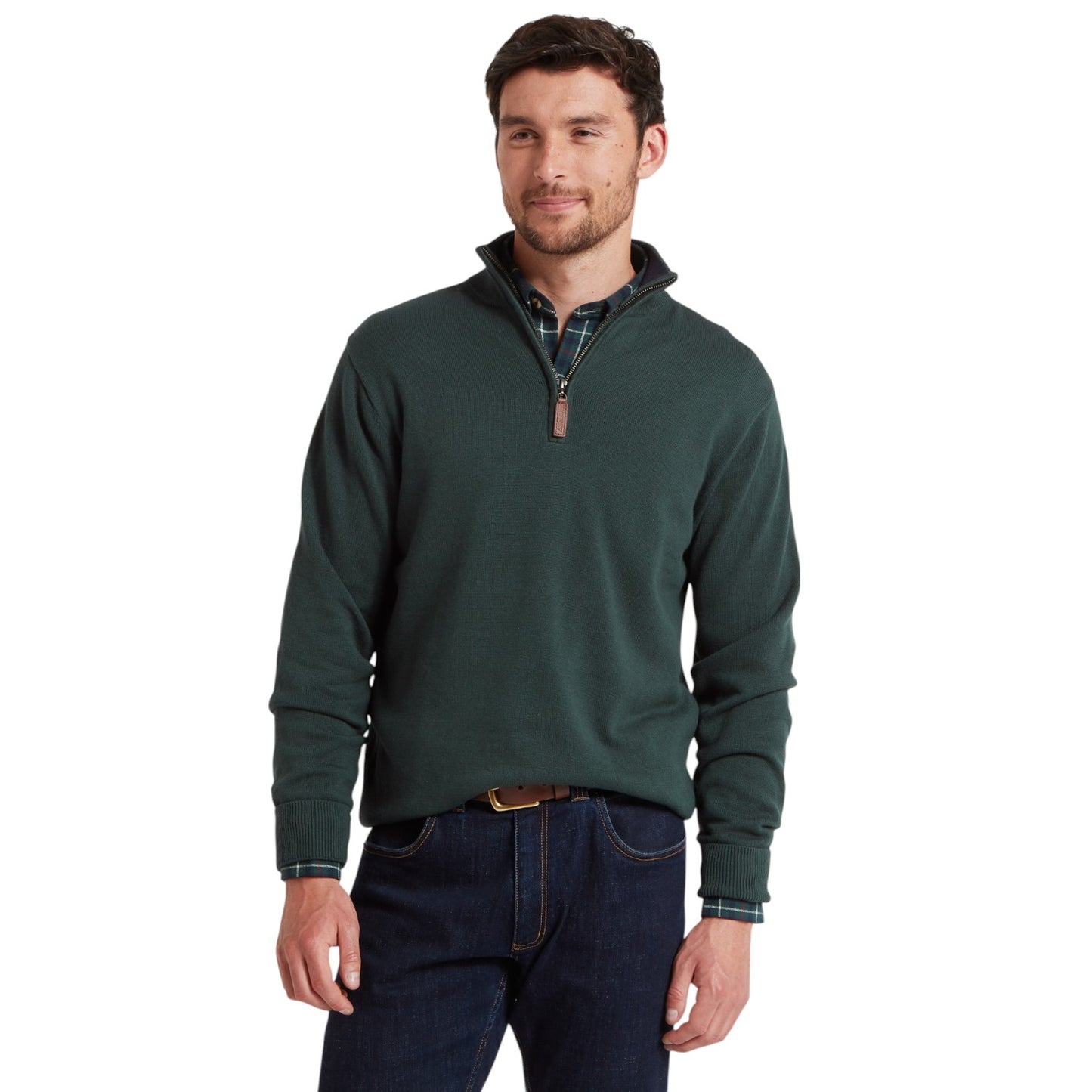 Schoffel Calton Cotton Cashmere 1/4 Zip Jumper Botanical Green