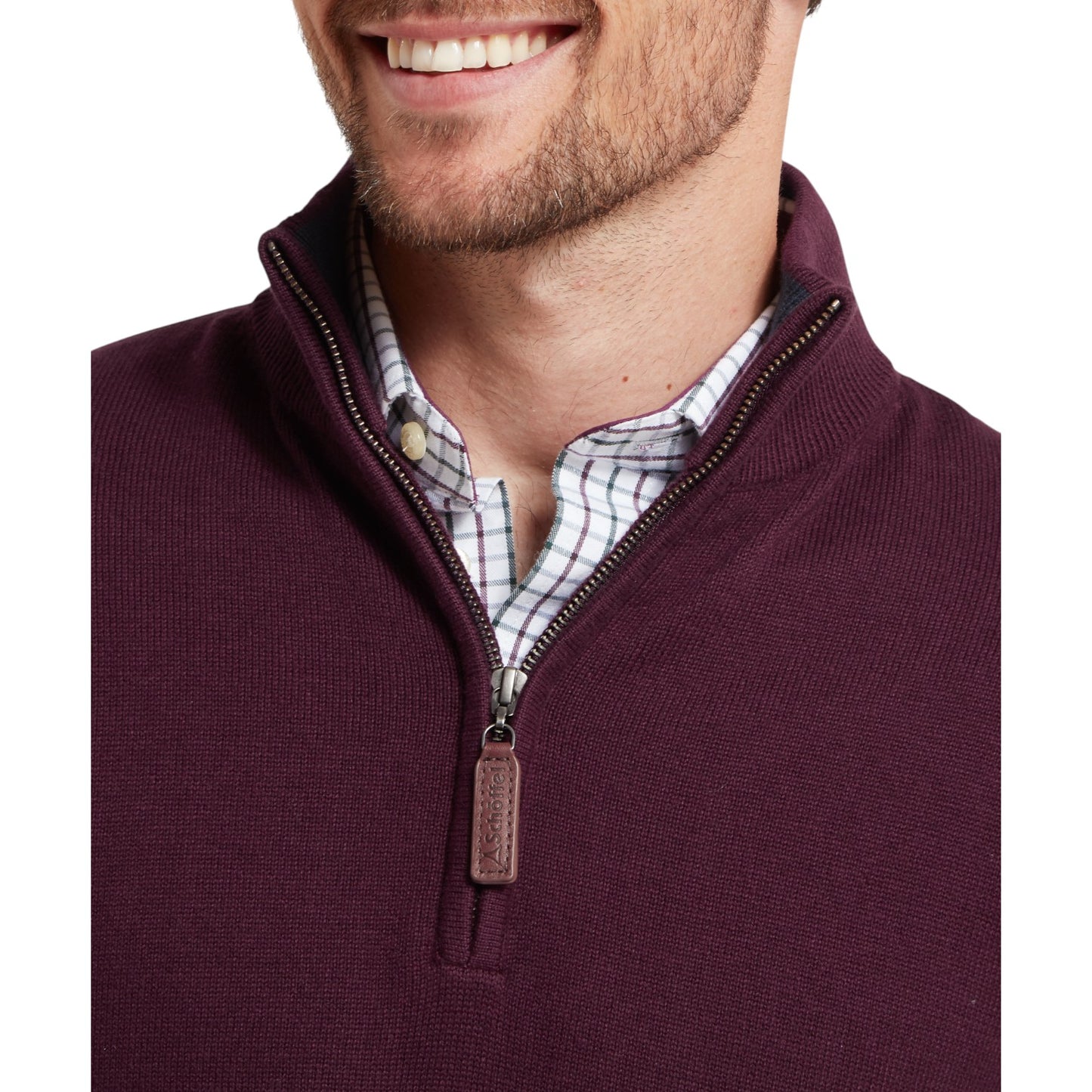Schoffel Calton Cotton Cashmere Zip Jumper Wine