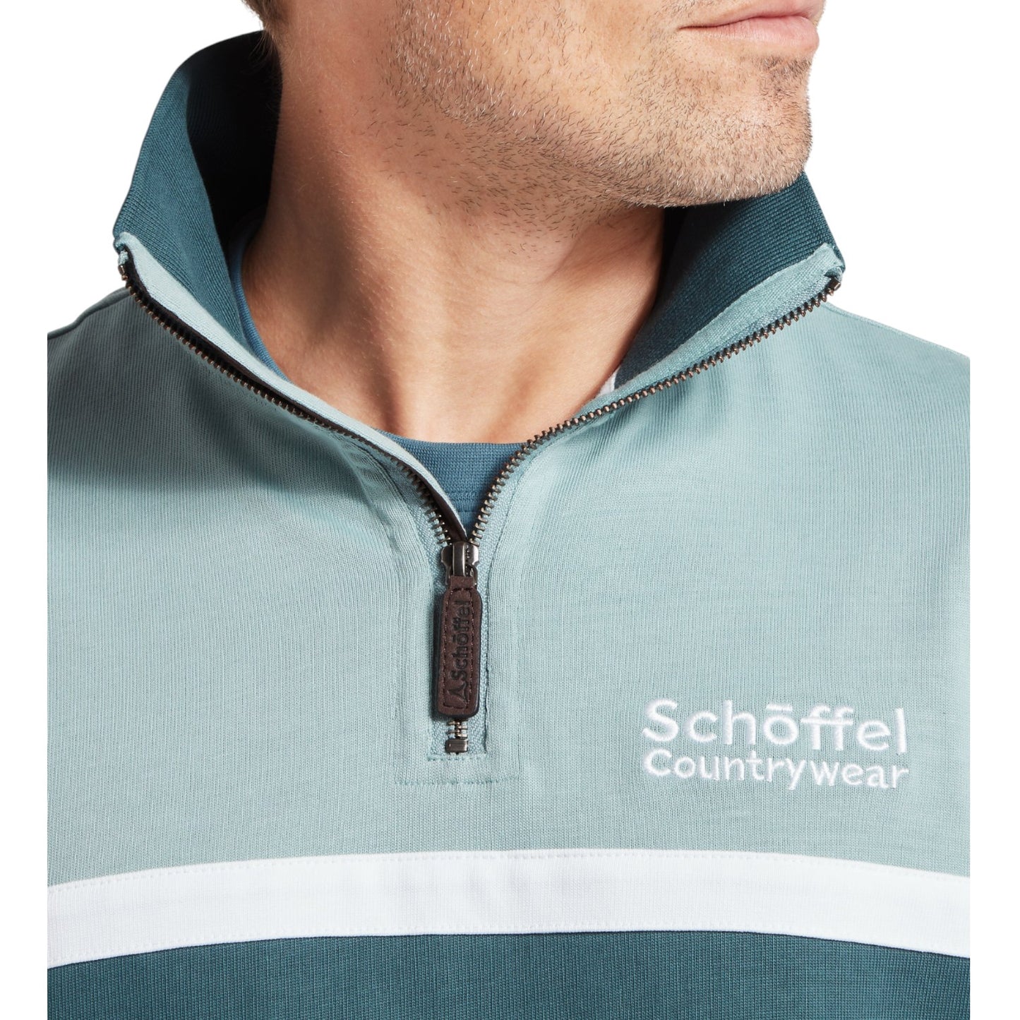 Schoffel Exmouth Heritage 1/4 Zip Powder Blue