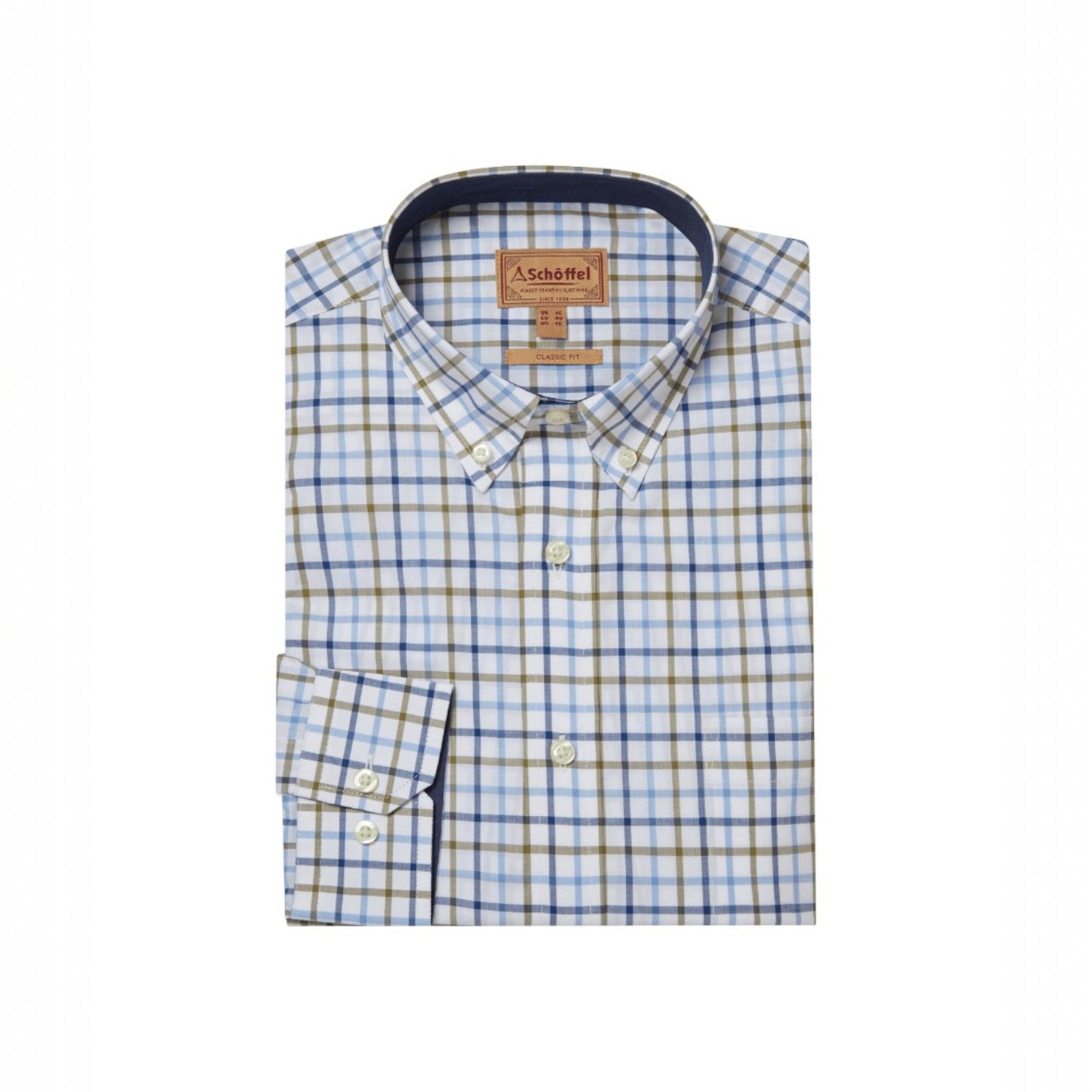 Schoffel Holkham Classic Shirt French Navy/Khaki/Blue