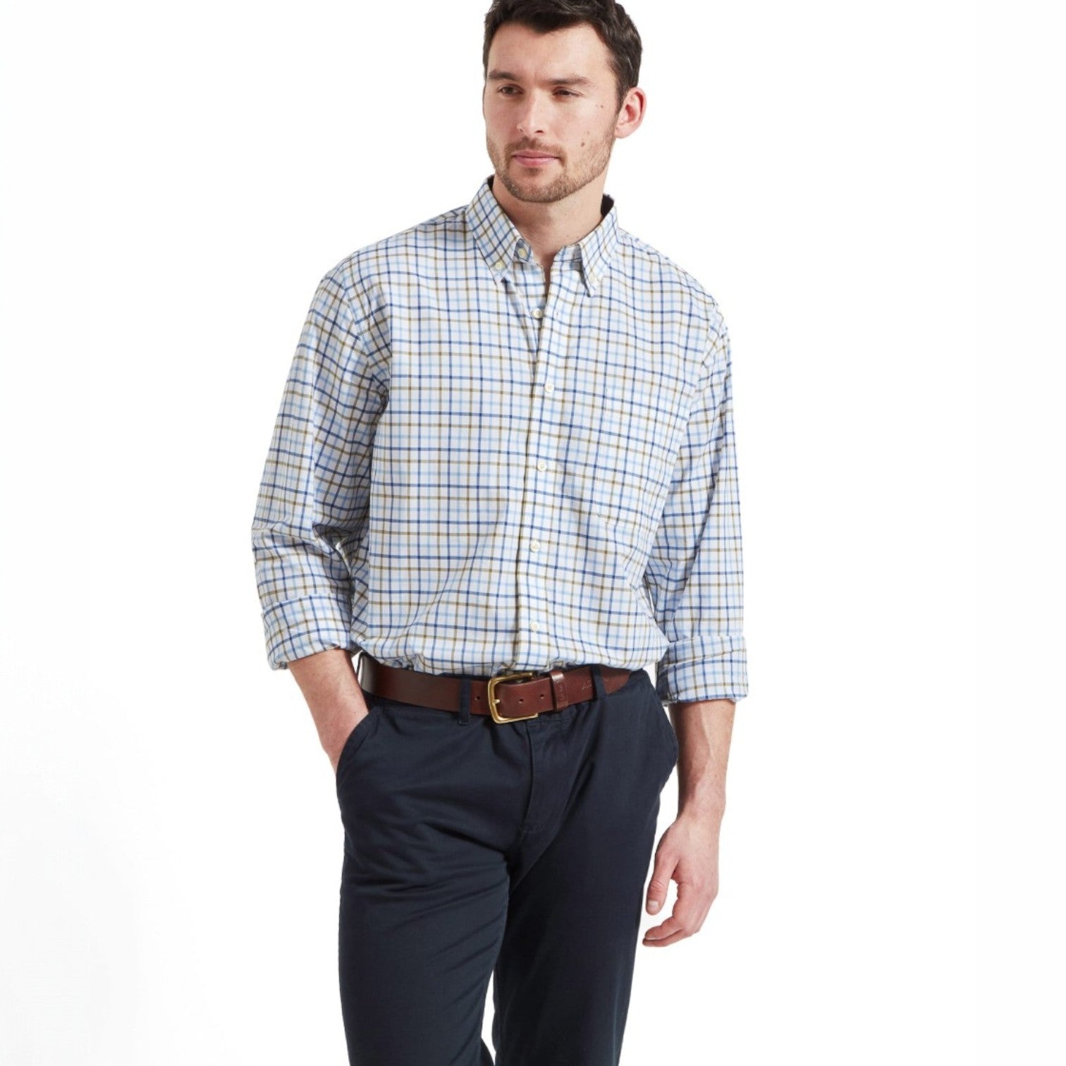 Schoffel Holkham Classic Shirt French Navy/Khaki/Blue