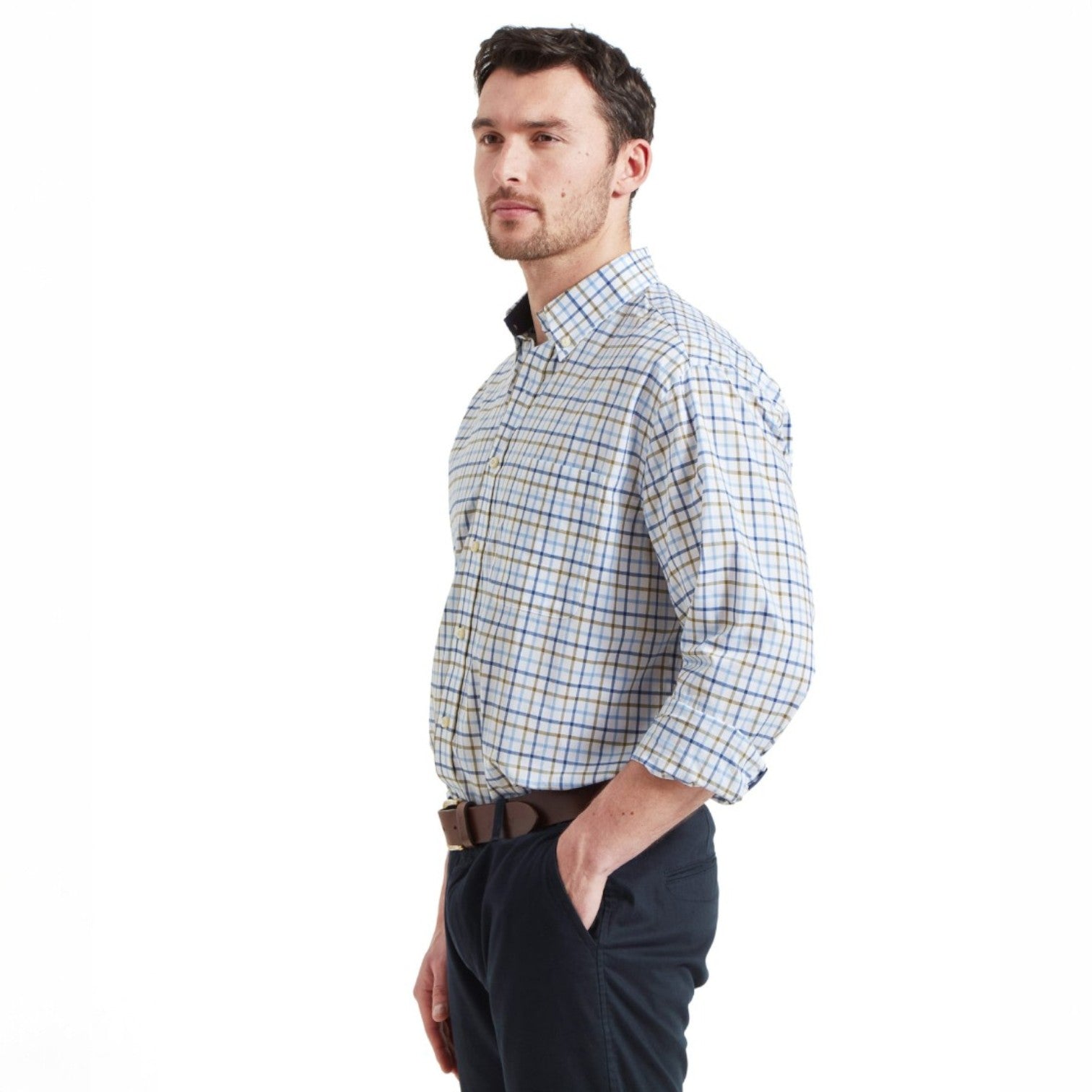 Schoffel Holkham Classic Shirt French Navy/Khaki/Blue