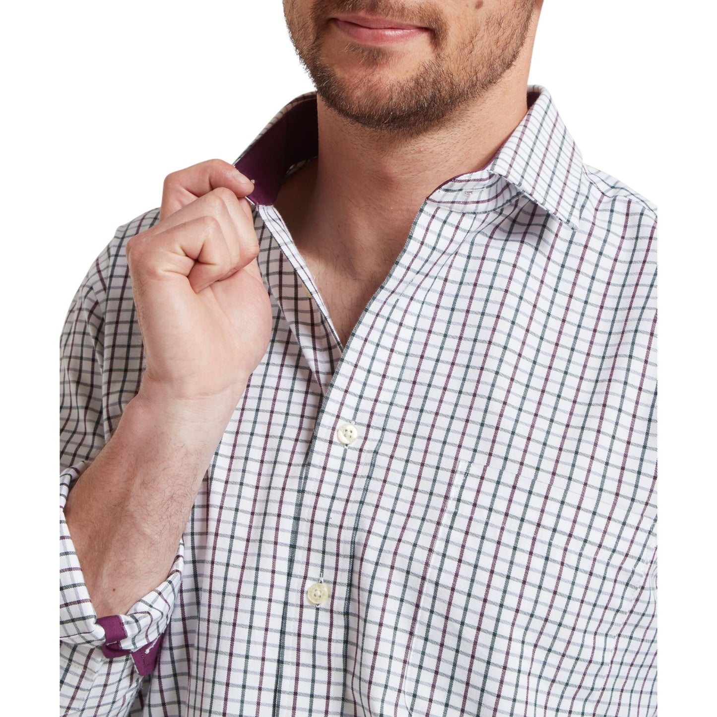 Schoffel Milton Tailored Shirt - Plum/Botanical Green
