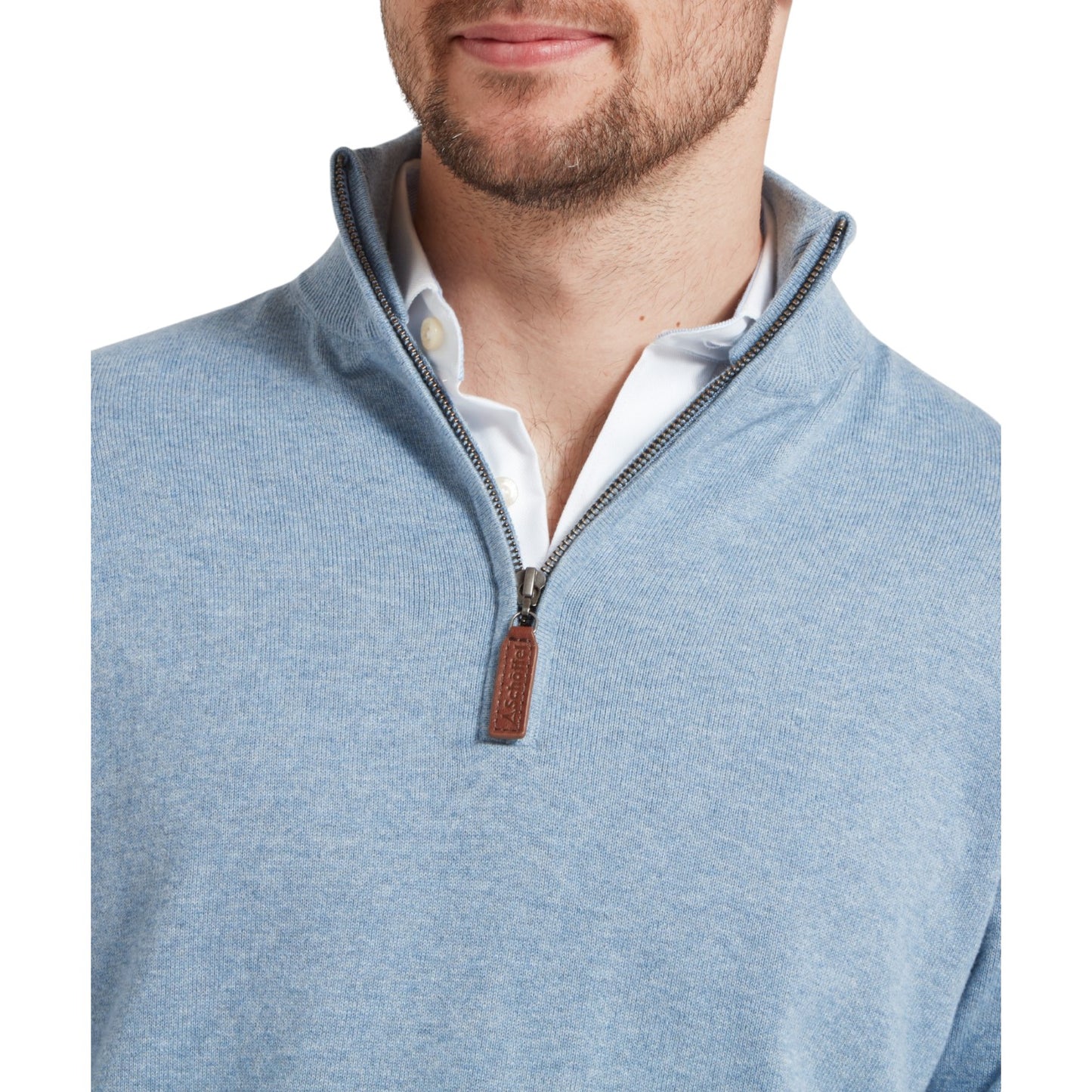 Schoffel Porthmeor Pima Cotton 1/4 Zip Denim Blue