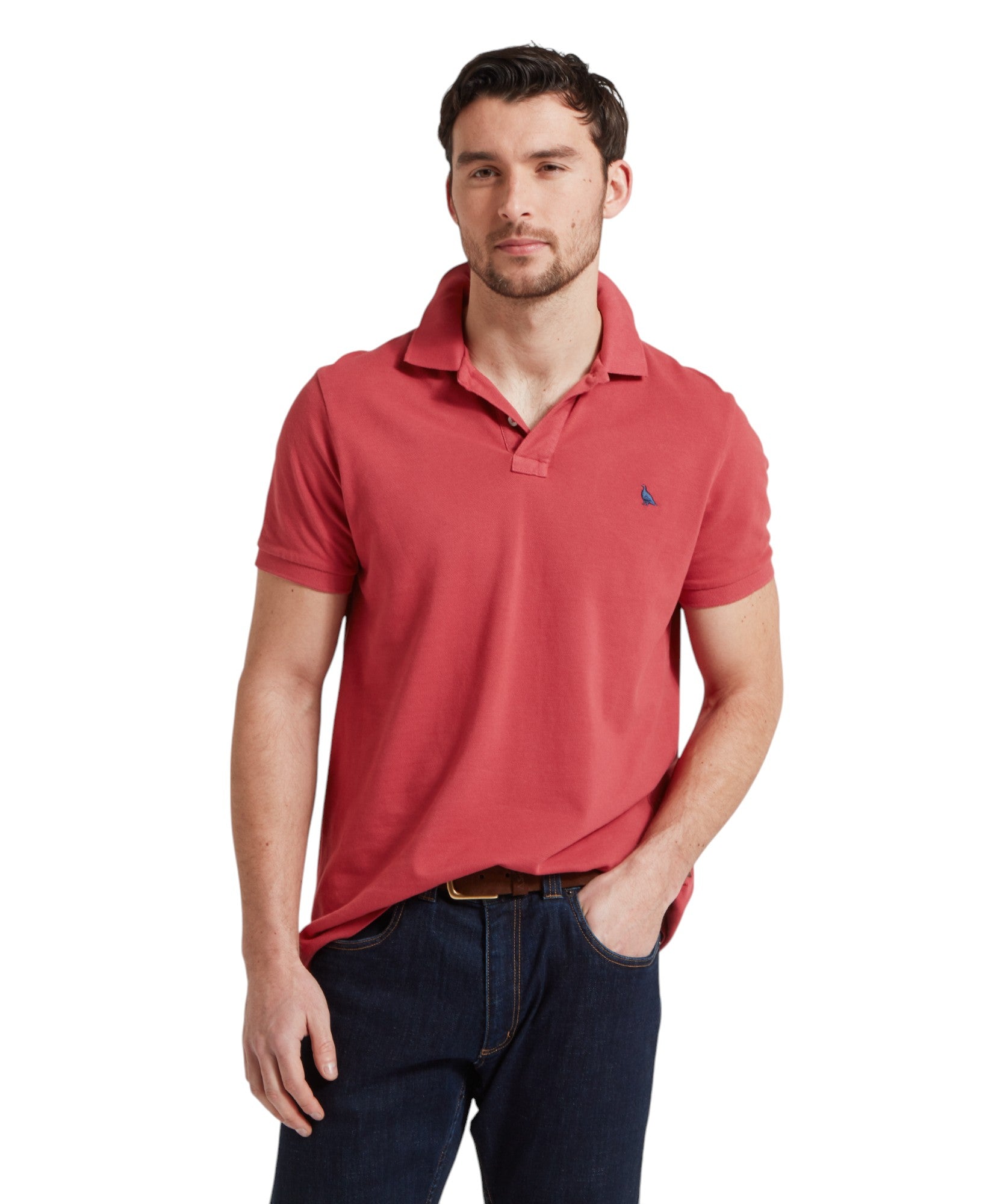 Schoffel St Ives Garment Dyed Polo Shirt Slate Red