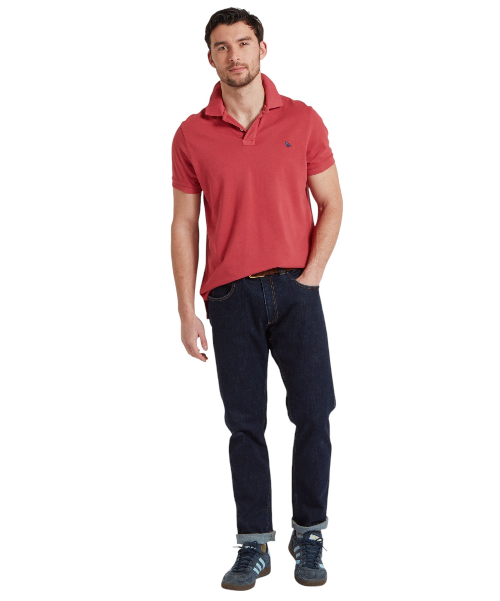 Schoffel St Ives Garment Dyed Polo Shirt Slate Red