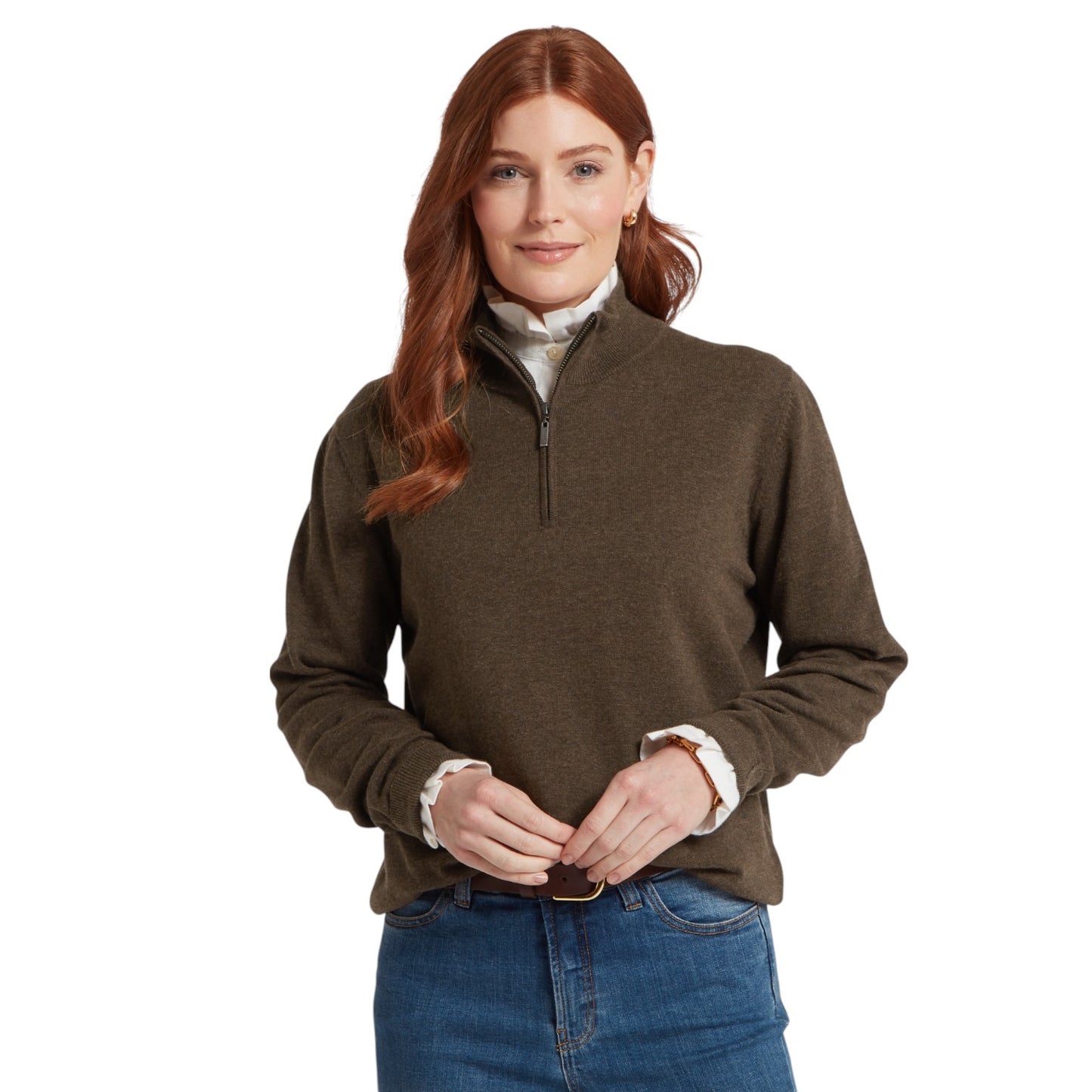 Schoffel Polperro Cotton 1/4 Zip Chocolate